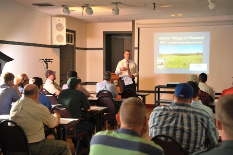 Greg Johnson, commissioner of the KY Department of Fish & Wildlife Resources, welcomes participants from 14 state wildlife agencies to CIP training at Shaker Village