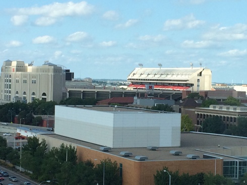 View of Cornhusker Stadium from my hotel